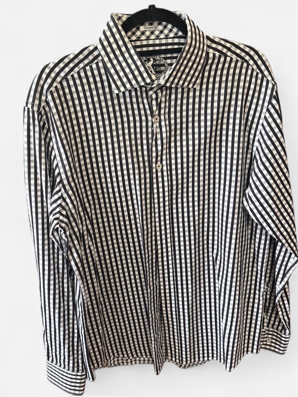 NWT Luxury Bran - Bugatchi Black and White Dress Shirt - Size L